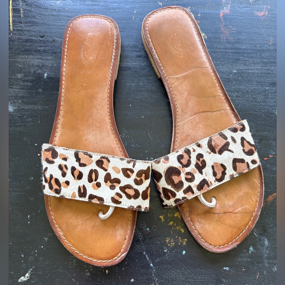 seychelles leopard cheetah animal print cowhide sandals